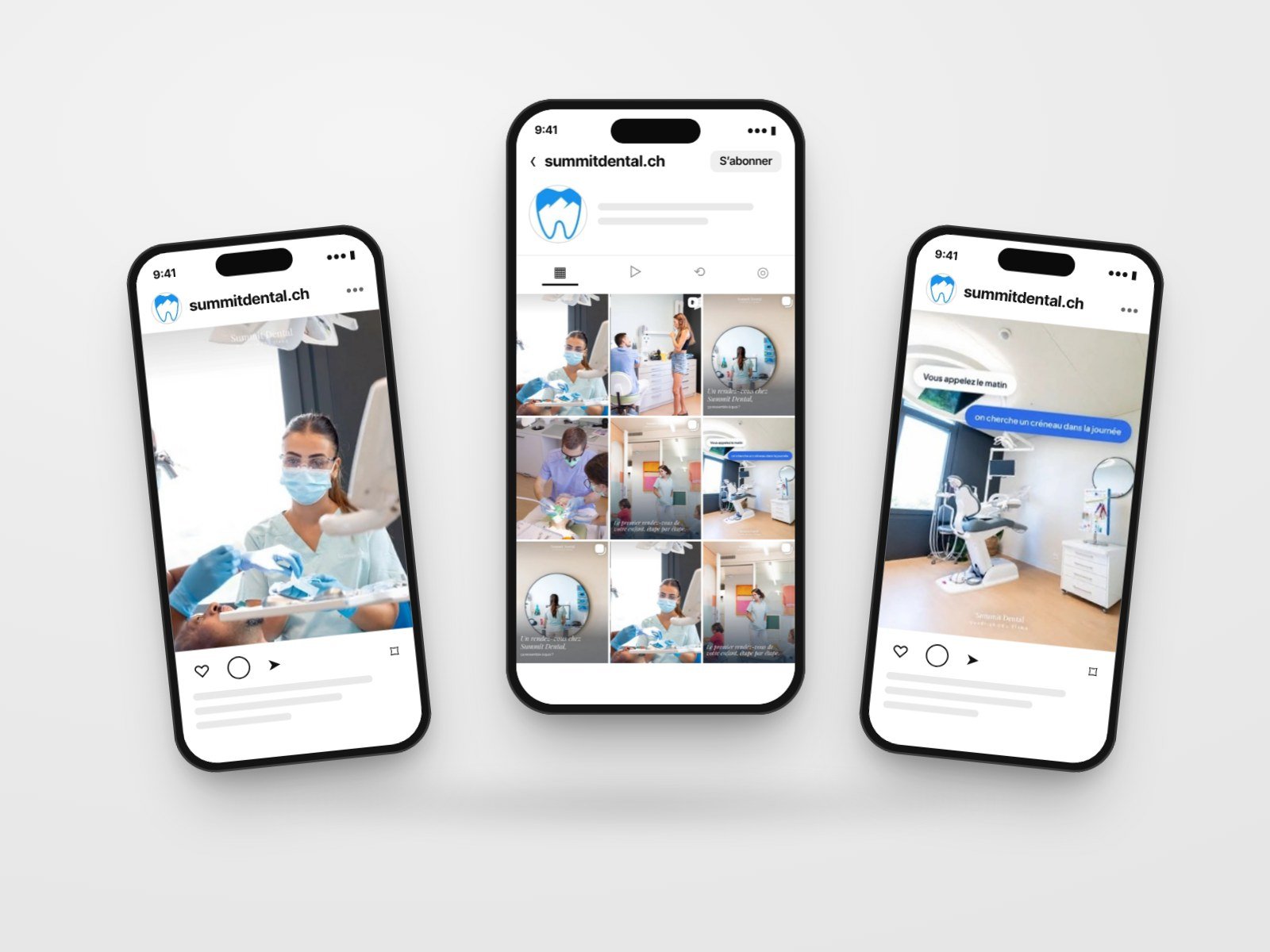 Réseaux sociaux Summit Dental sur téléphones