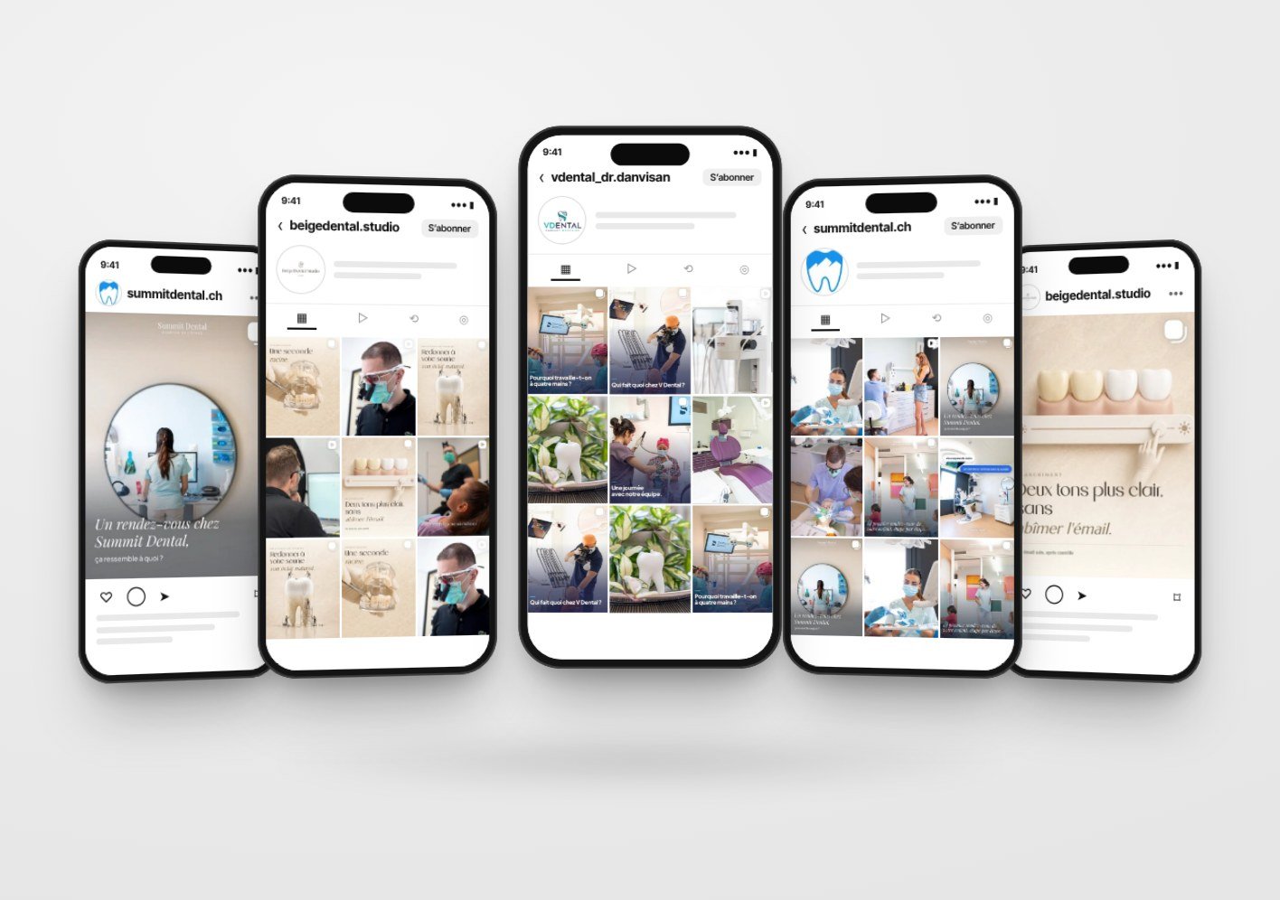 Publications réseaux sociaux présentées sur téléphones