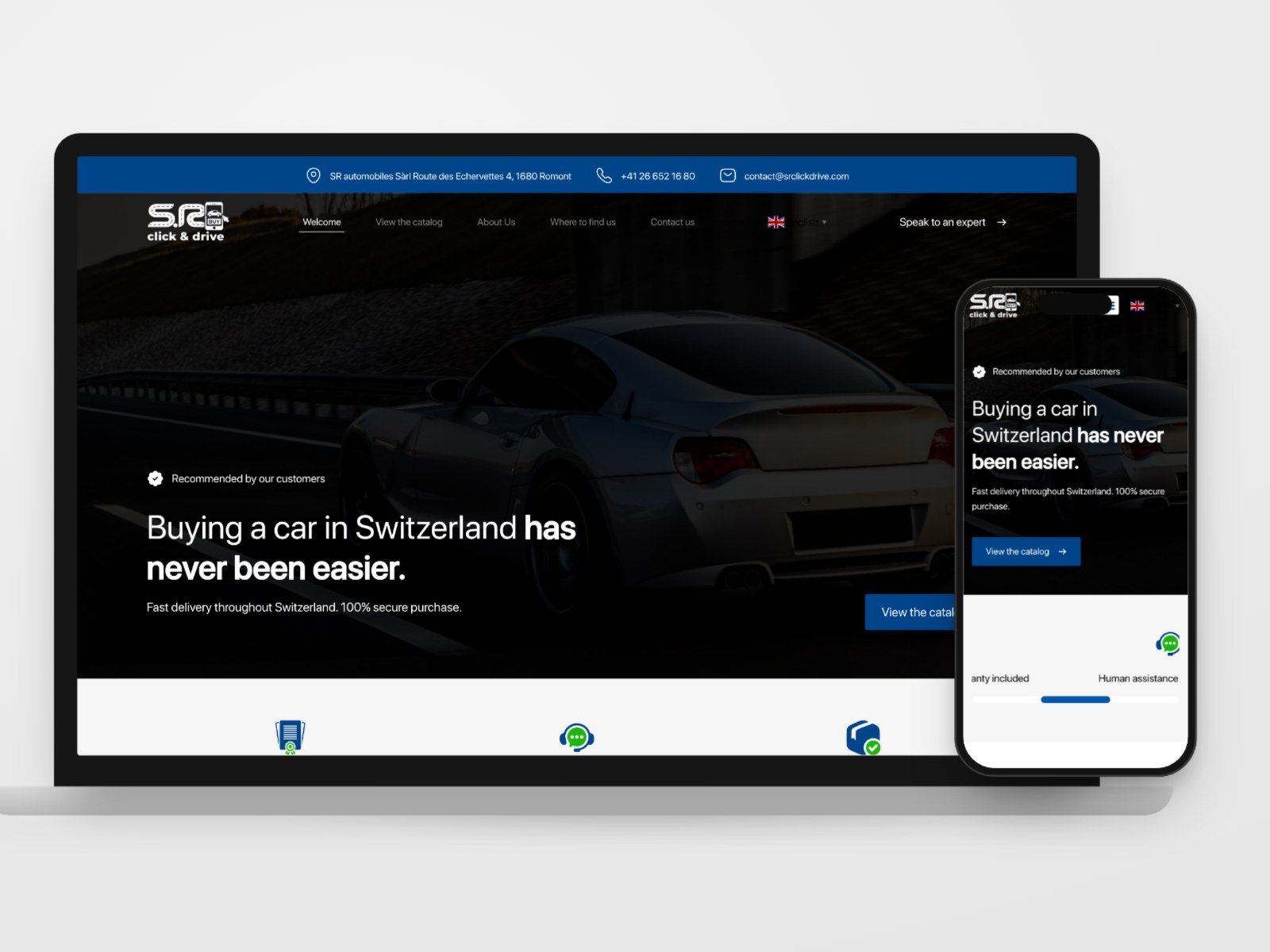 Site SR Click & Drive sur ordinateur et mobile